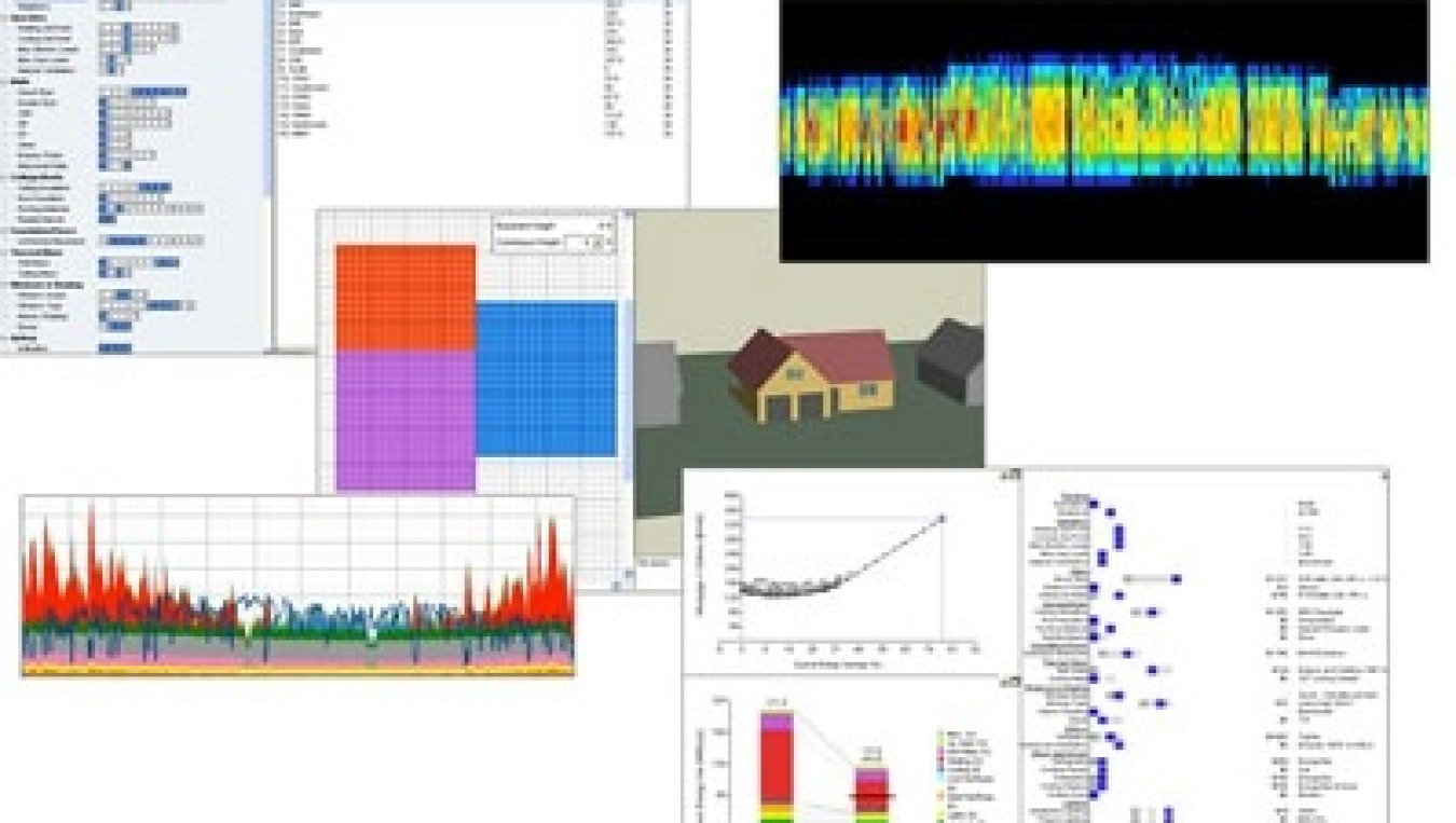 This image shows a collage of BEopt features.