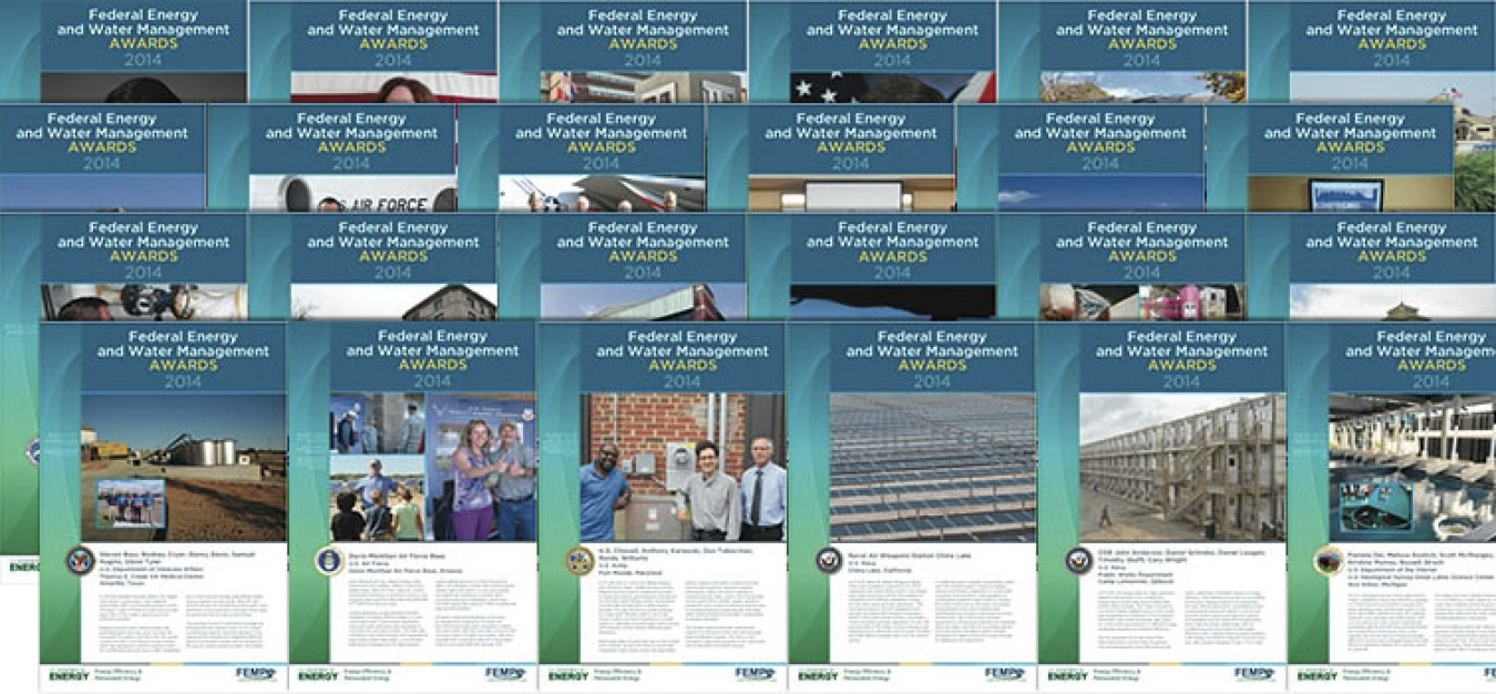 Graphic that compiles a group of award winner posters.