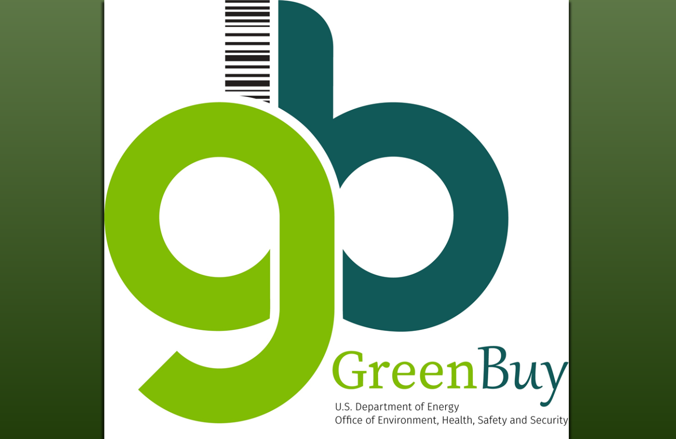 Dark Green Background with light green lowercase G and aqua colored lowercase B with black Department of Energy and Office of Environment, Health, Safety and Security text