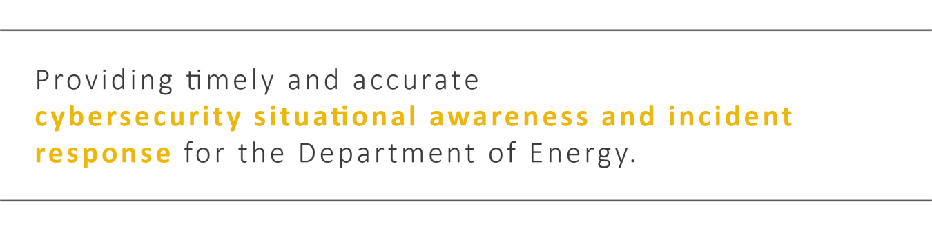graphic text says "Providing timely and accurate cybersecurity situational awareness and incident response for the Department of Energy."