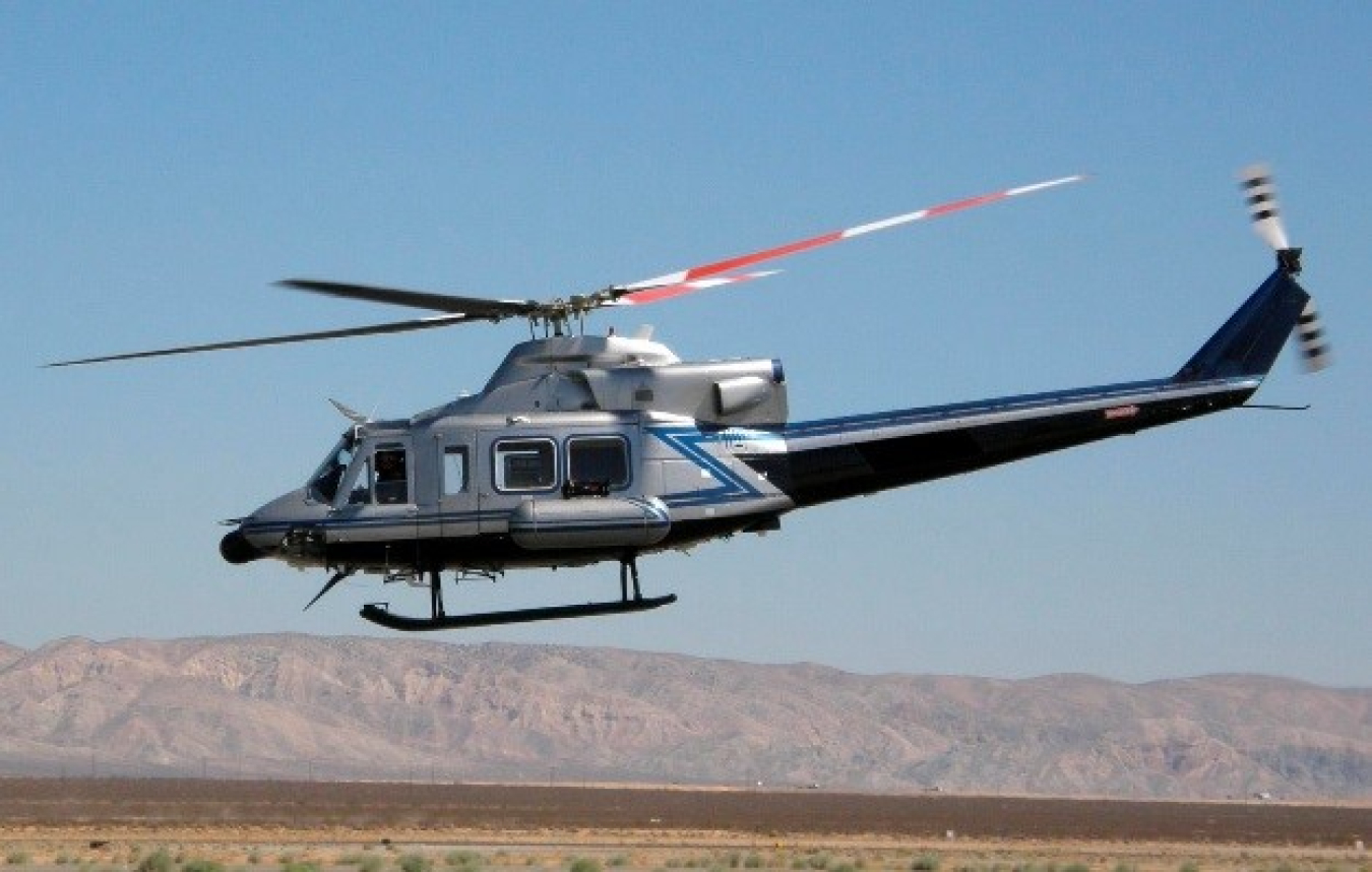 Twin-engine Bell 412 helicopter operated by NNSA in Nevada. AMS teams fly “low and slow” to survey large areas and provide real-