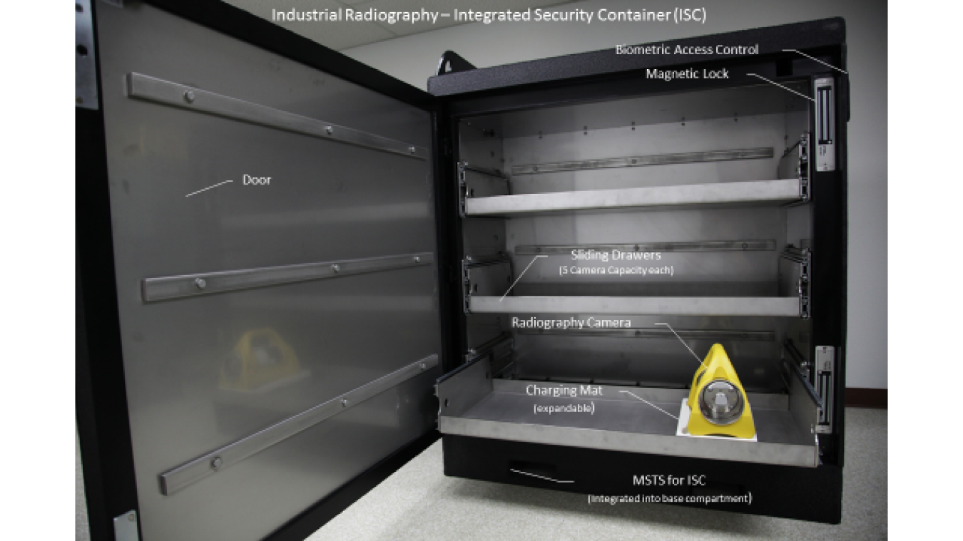 The Integrated Security Container (ISC) provides enhanced physical security. The ISC also includes integrated electronics to mon