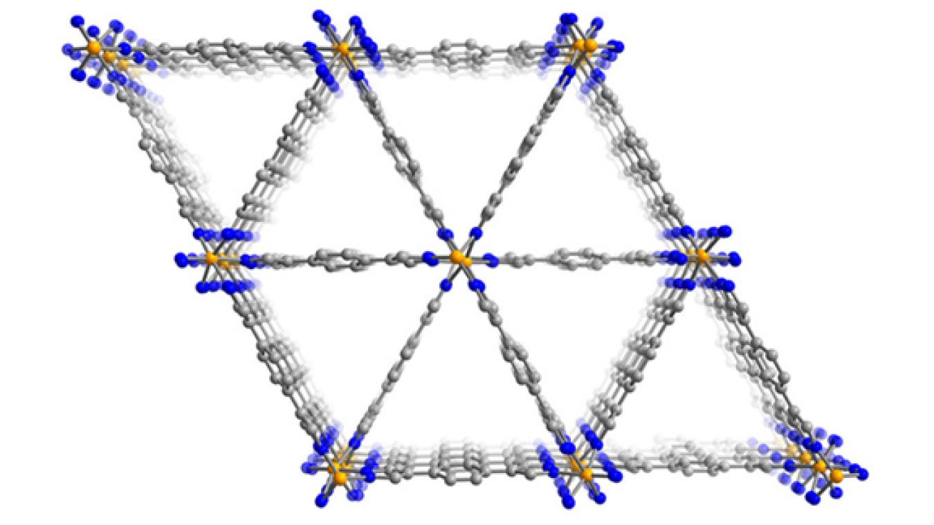 Scientists funded by DOE's Office of Science are examining the properties of different materials, such as this iron-based metal-organic framework, to find less expensive routes to separate chemicals we use every day.