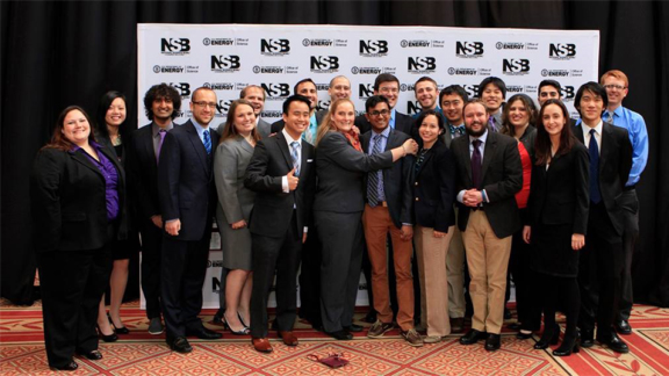 Jora Jacobi (5th from the left) volunteers annually at the National Science Bowl® Championship in Washington, D.C.