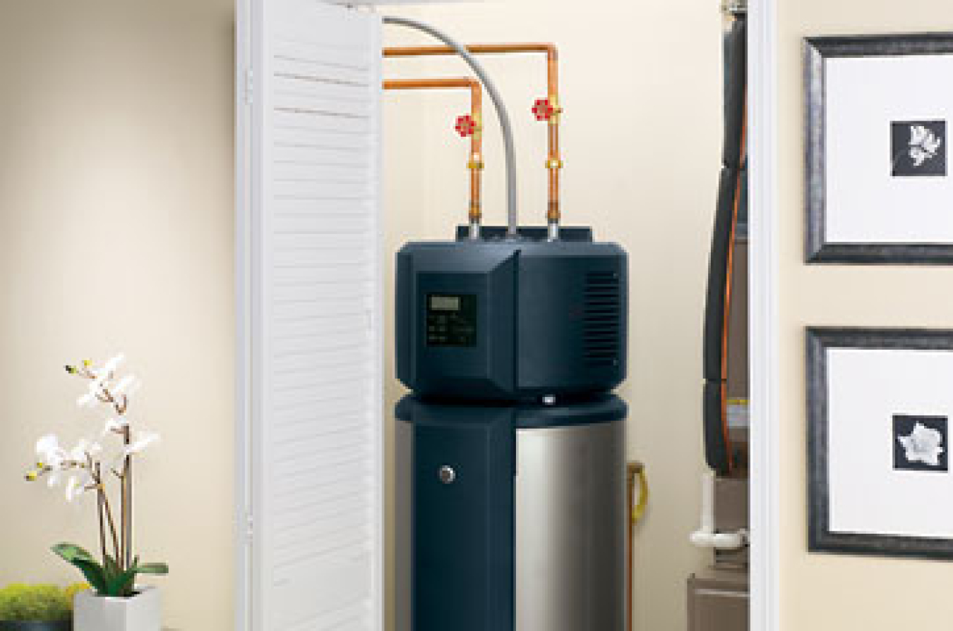 The GE GeoSpring™ Electric Heat Pump Water Heater.