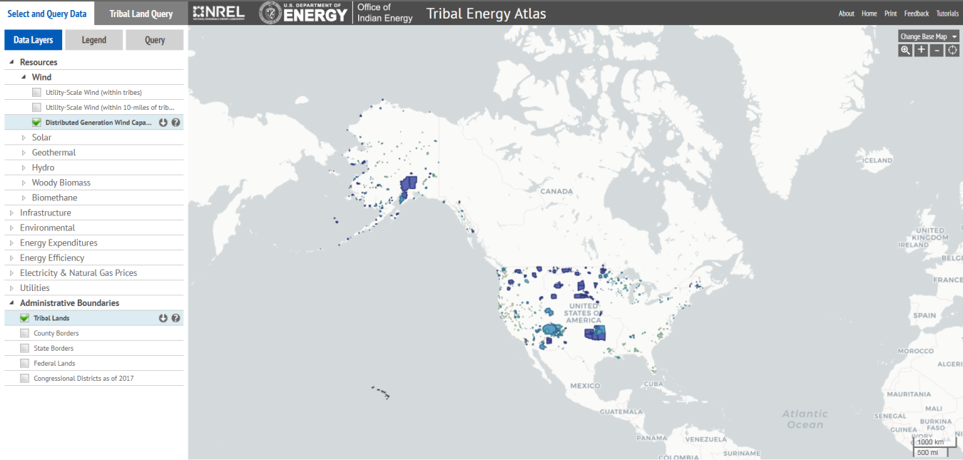 Screenshot of the user-friendly Tribal Energy Atlas tool