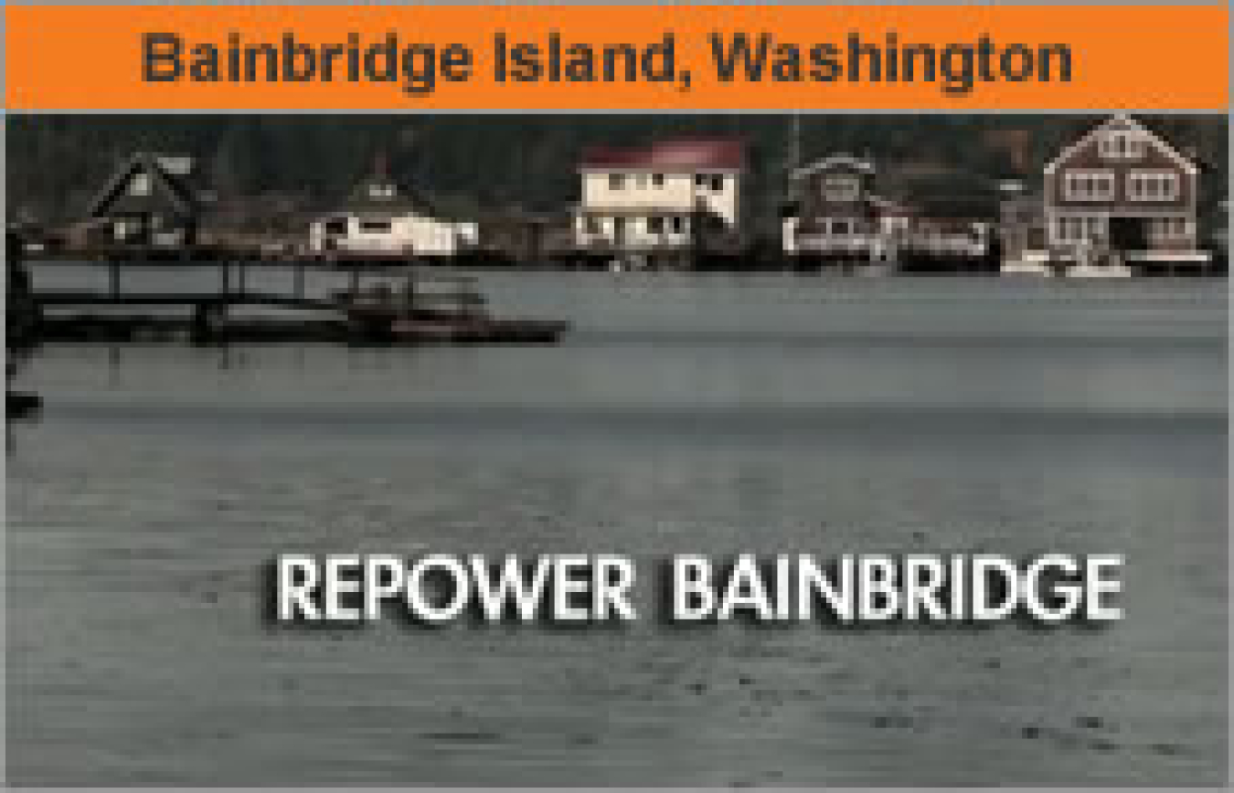 Graphic with a photo of the water in Bainbridge Island, Washington, and the words "Repower Bainbridge."