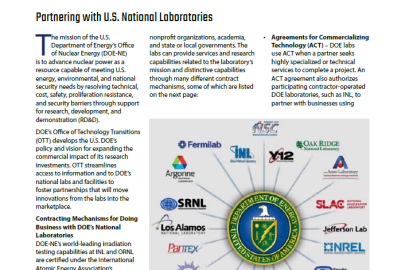 Partnering with U.S. National Laboratories Fact Sheet Cover