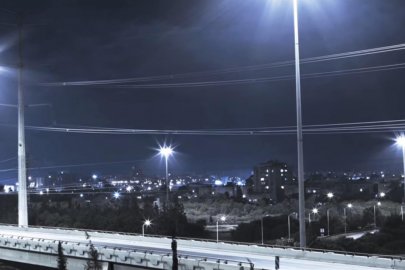 Photo of a roadway at night