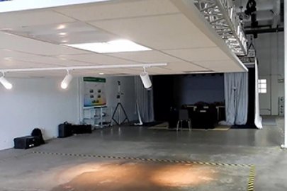Photo of connected lighting systems installed in an adjustable-height ceiling.
