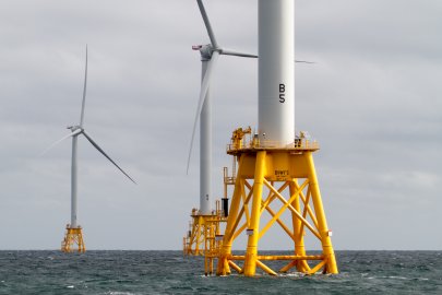 offshore wind turbines in the ocean.