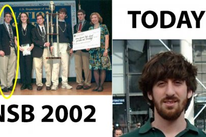 Steven Sivek (second from the left) on the winning team of the 2002 National Science Bowl.