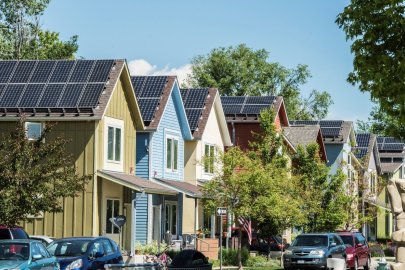 Rooftop photovoltaics in Boulder, CO. 