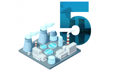 Number five with image of nuclear power plant