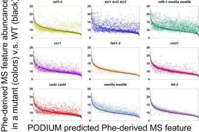 Analysis of individual metabolites in different types of Arabidopsis (thale cress) plants using the PODIUM tool. 