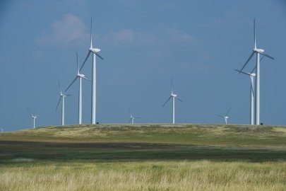 Wind farm on the plains. 