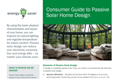 Consumer Guide to Passive Solar Home Design Fact Sheet