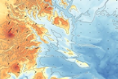 A topographic map.