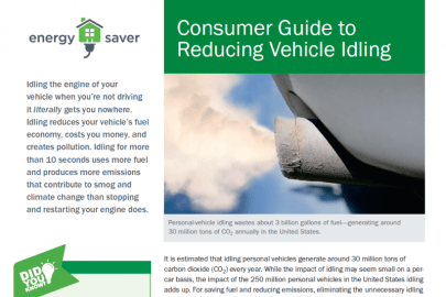 Consumer Guide to Reducing Vehicle Idling Fact Sheet