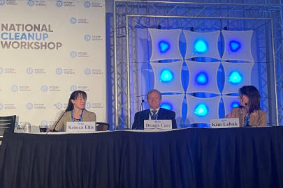 Panelists pictured are Dennis Carr, executive vice president and chief operating officer of Savannah River Nuclear Solutions, and Kim Lebak, president of Newport News Nuclear BWXT-Los Alamos. Ellis also serves as EM’s senior advisor for STEM and talent acquisition.