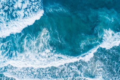 Ocean crashing against rocks.