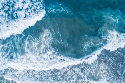Aerial image of ocean waves.