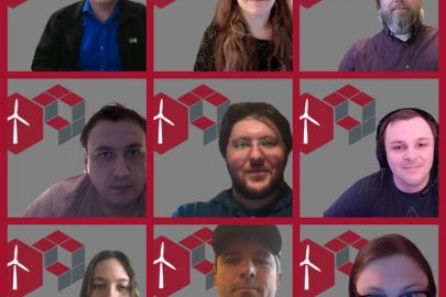 Screenshot of seven team members in a virtual meeting grid.