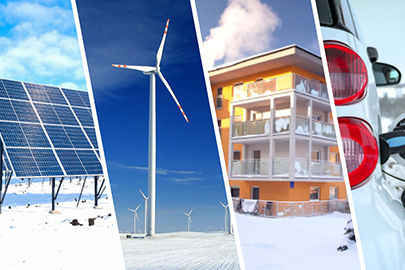 Collage of energy efficient and renewable energy technologies
