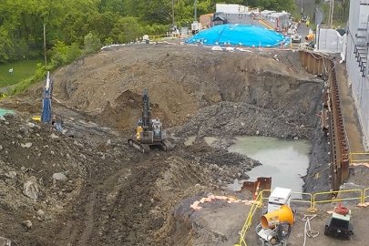 The demolition site of Building H2 at (SPRU) in Niskayuna, New York.