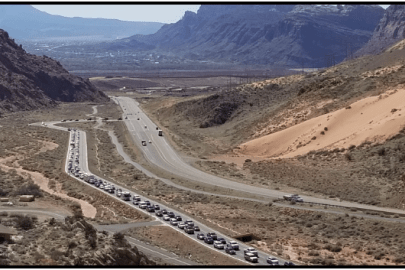 The mill tailings pile visible from Arches National Park 2