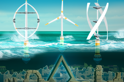 Illustration of offshore wind technology.
