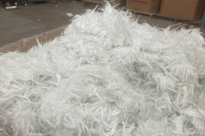 Recycled glass fiber in a cardboard box