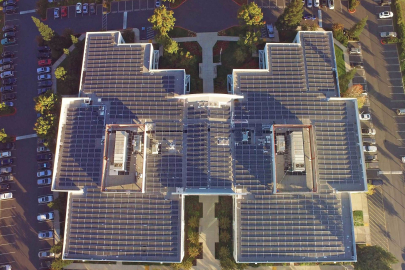 Solar panels on top of Nome Hospitality in Rancho Cordova, CA.