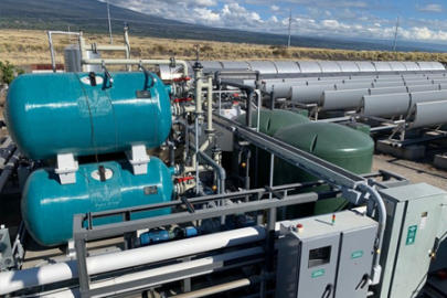 Forward osmosis plant in Kona, Hawaii, with concentrating solar-thermal power and storage for 24-7 solar desalination. Photo source: John Webley