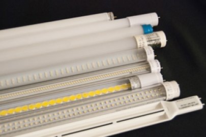 Rows of tube LED lights.