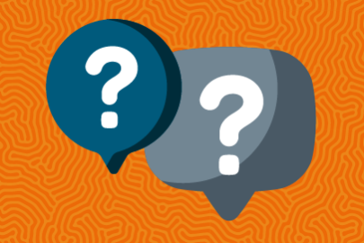 Two dialog bubbles each with a "?" inside.