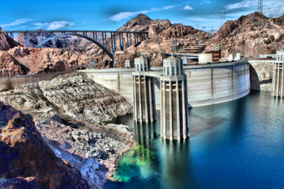 Hydropower dam in the mountains. 