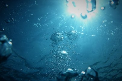 Bubbles of water in the ocean.