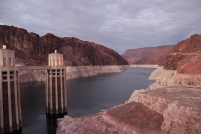 Hydropower dam in the mountains. 