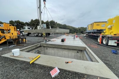 he PacWave underground cable vault is nearly completed with an opening showing where workers will be able to access subsea and terrestrial cables. 