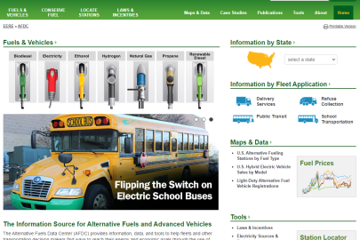 Screenshot of the AFDC home page