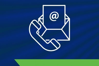 icons of a phone overlaid on an envelope with an "@" coming out of it