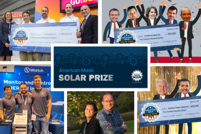 photos of past winners surrounds the Solar Prize logo