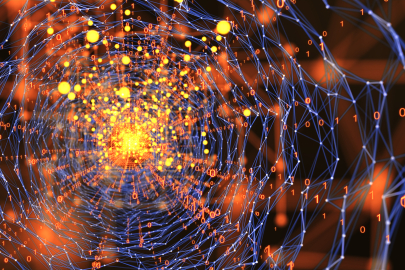 a graphical representation of data moving through the internet.