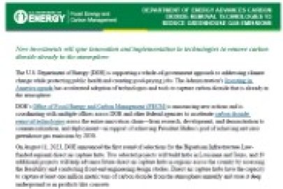 Fact Sheet: DOE Carbon Dioxide Removal Investments and Initiatives 