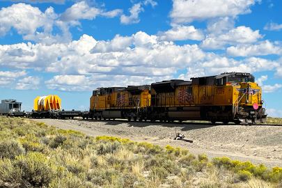 The Atlas railcar designed for transporting spent nuclear fuel conducts its final test voyage.