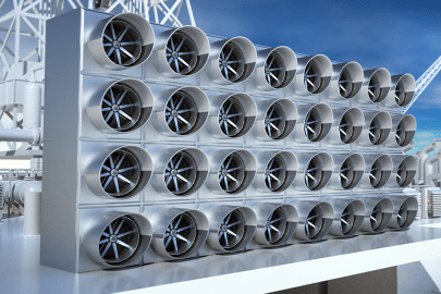 Artist's rendering of a Direct Air Capture CO2 removal system.