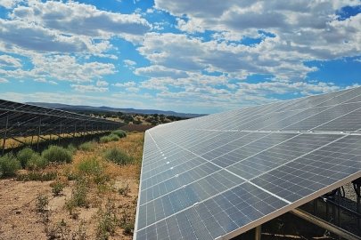 Solar panel in the desert.