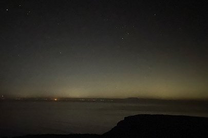 The light dome over Los Angeles, CA in December 2021, as seen from about 75 miles away.