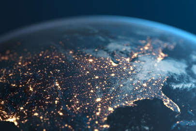 Photo of earth with the electrical use.